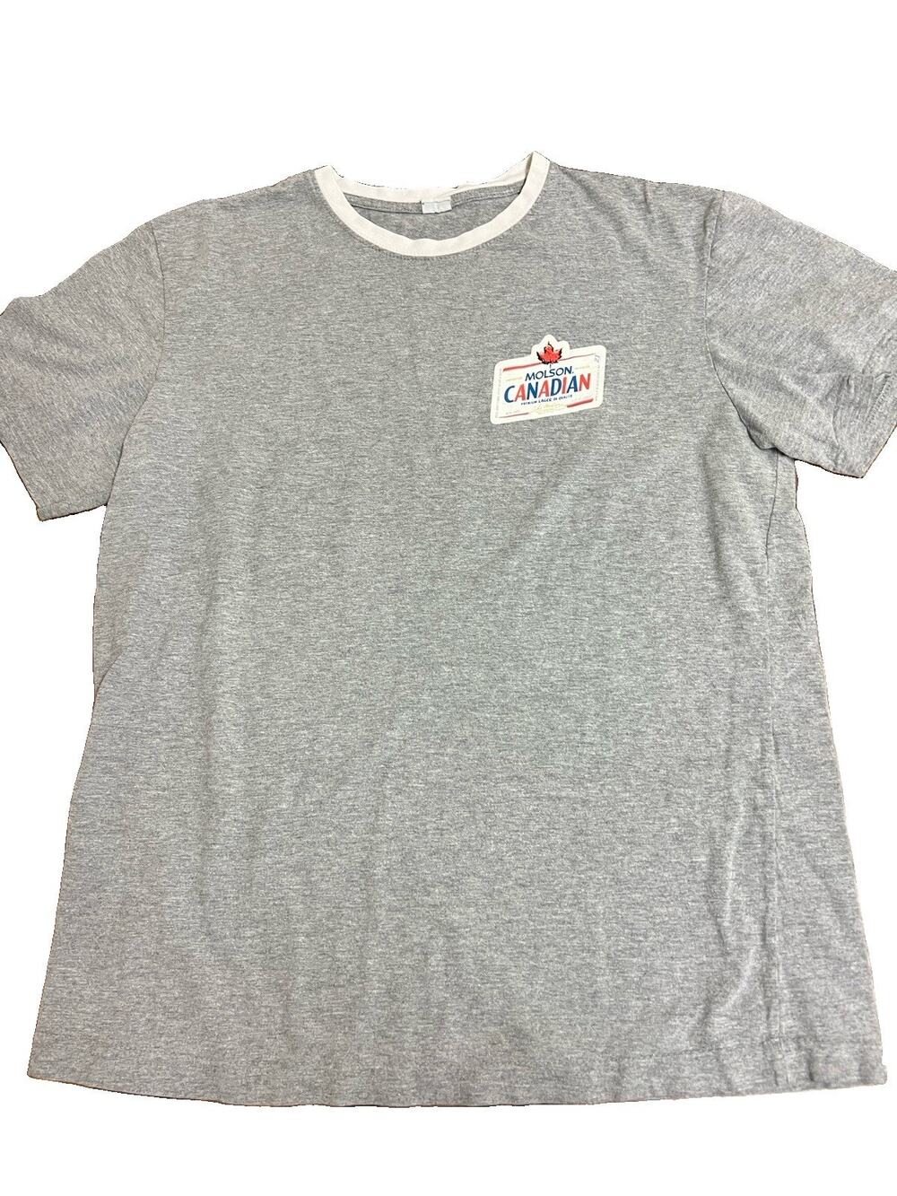 Vintage Molson Canadian Beer Ringer Tee Medium Gray Heather 90s Promotional
